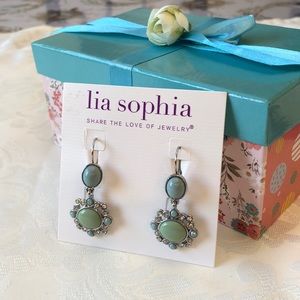 Lia Sophia Crystal And Stone Lever Back Earrings